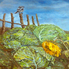 Detail obrazu Ťuhýk, olej, plátno